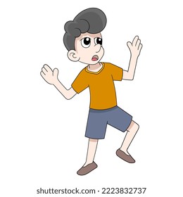 Illustration eines Mannes, der eine Hand in die Hand nimmt, die Angst vor der Geste und das Aufgeben. Vektordesign-Illustration