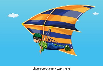 illustration of a man doing hang gliding