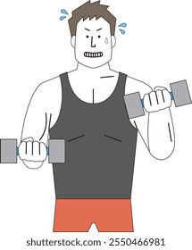 Ilustração de um homem fazendo treinamento muscular