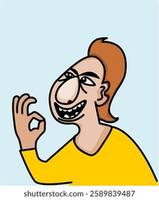 Illustration of a man doing ok sign