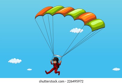 illustration of a man doing parachute