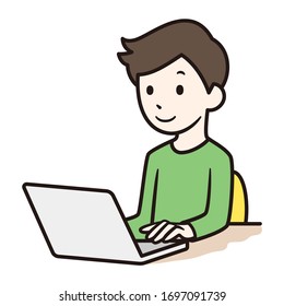 Illustration of a man doing remote work.