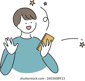 Illustration of a man doing research on a smartphone