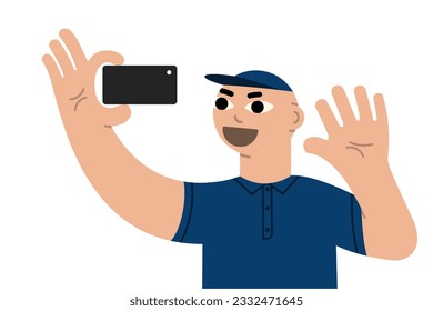 illustration of a man doing selfies, vlogs