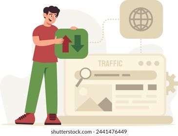 Illustration of a Man doing Seo Ranking work