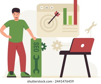 Illustration of a man doing Seo Strategy