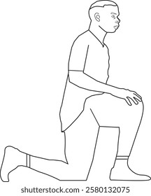 the illustration of man doing a silent kneeling pose.