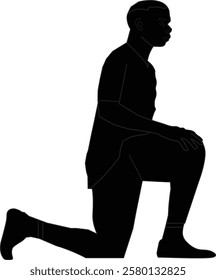 the illustration of man doing a silent kneeling pose.