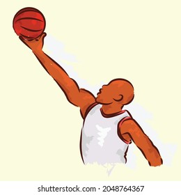 Illustration of a man doing a slam dunk. vector