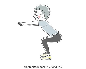Illustration of a man doing squat training.