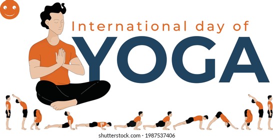 illustration of Man doing Sun Salutation (SURYA NAMASKAR) for International Yoga Day