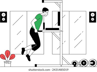 Ilustración Hombre Haciendo Dips De Tríceps