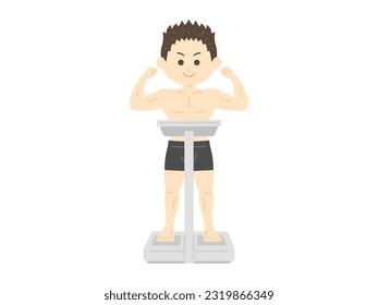 An illustration of a man doing a weightlifting for a boxing match.