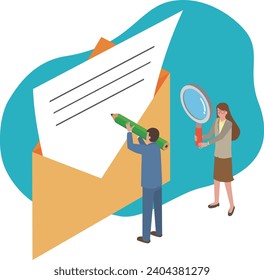 Illustration of a man drawing a business email