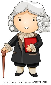 Illustration of a Man Dressed as a French Judge