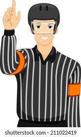 Illustration of a Man Dressed as an Ice Hockey Umpire