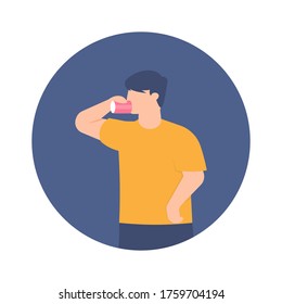 illustration of a man drinking canned drinks or energy drinks. flat design. can be used for elements, landing pages, UI, web sites.