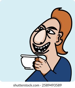 Illustration of a man drinking coffee