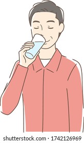 Illustration of a man drinking cup of water