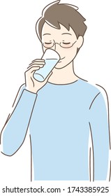 Illustration of a man drinking cup of water