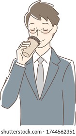 Illustration of a man drinking takeaway coffee