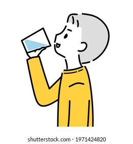 Illustration of a man drinking water.