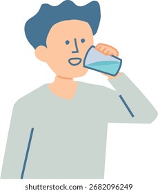 Illustration of a man drinking water