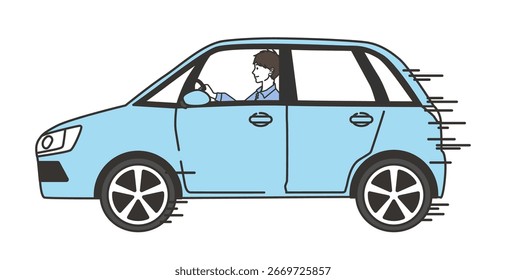A Ilustração do homem dirigindo sozinho
