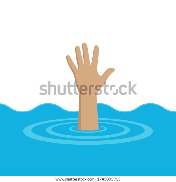 Illustration Man Drowning Raising His Hand Stock Vector (Royalty Free ...