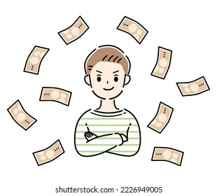 Illustration of a man earning money.