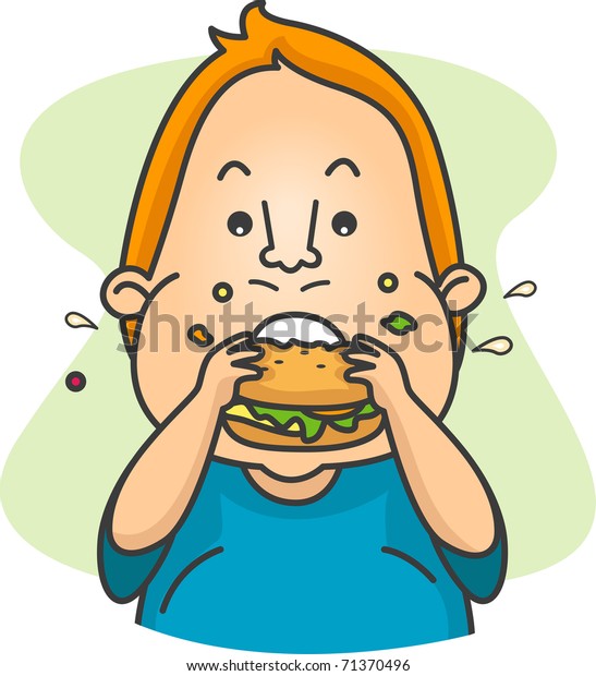 Illustration Man Eating Burger Stock Vector (Royalty Free) 71370496