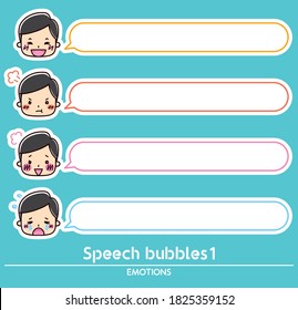 illustration of man emotion and speech bubble set. 