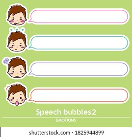 illustration of man emotion and speech bubble set. 