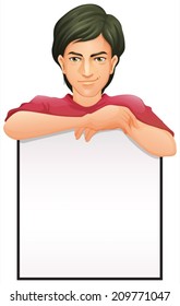 Ilustración de un hombre con una cartelera vacía sobre un fondo blanco