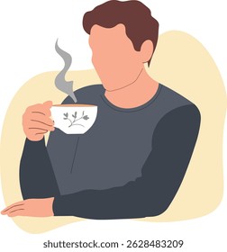 Illustration of Man enjoying hot tea