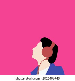 illustration of a man enjoying music with his head up