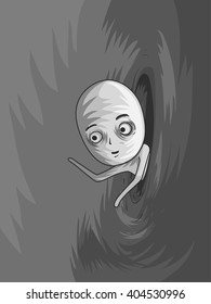 Illustration of a Man Entering Another Dimension Through a Portal