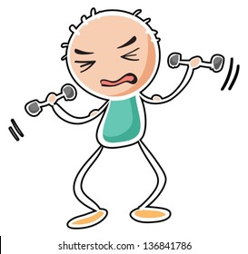 Ilustração de um homem exercitando-se sobre um fundo branco