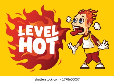 Illustration of a man experiencing a high level of spicy taste