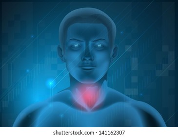 Illustration of a man experiencing pain at the throat