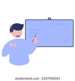 illustration of man explaining at blackboard