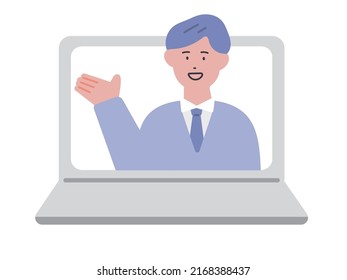 Illustration of a man explaining online