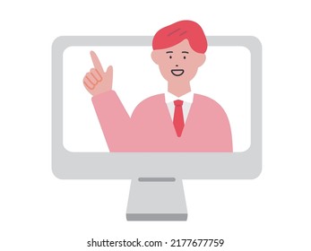 Illustration of a man explaining online