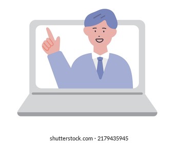 Ilustración de un hombre explicando en línea