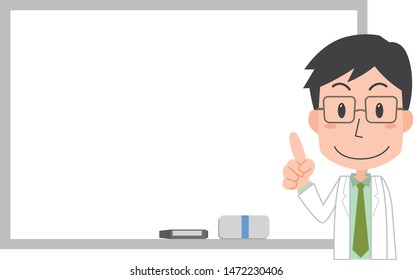Illustration of a man explaining using a board