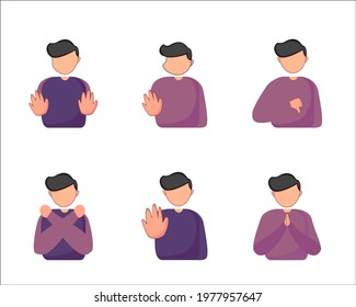 illustration of man with expression refused. simple, bundle