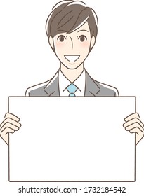 Illustration of a man facing front with a smiling flip