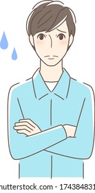 Illustration eines Menschen, der sich der Front gegenüber sieht, der Angst, Zweifel und Sorgen empfindet