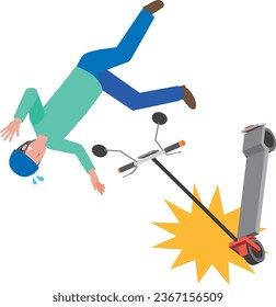 Illustration of a man falling down on a kickboard