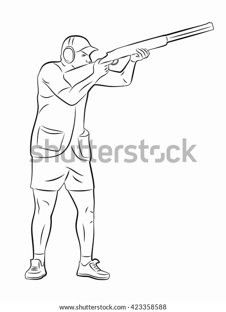 Illustration Man Firing Black White Drawing Stock Vector (Royalty Free ...